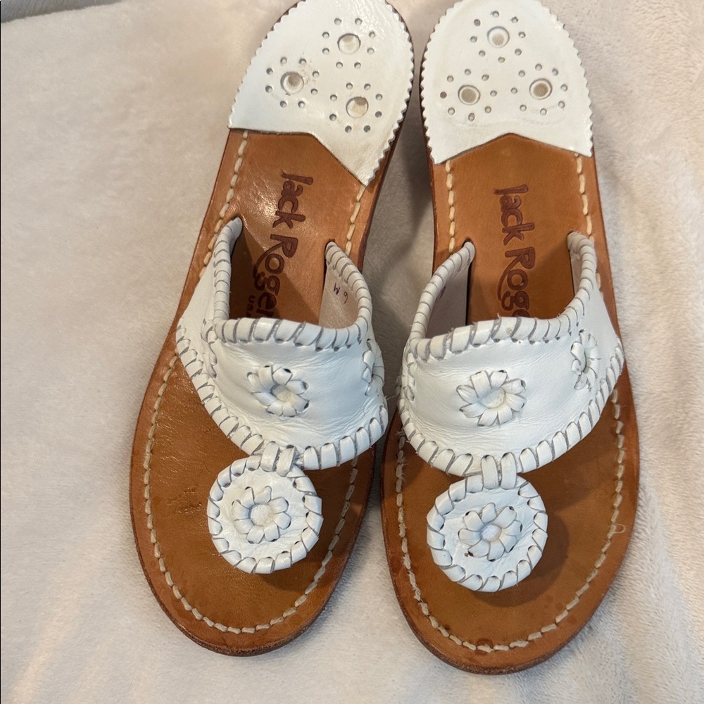 Jack Rogers White Leather heeled Sandals - Picture 4 of 7